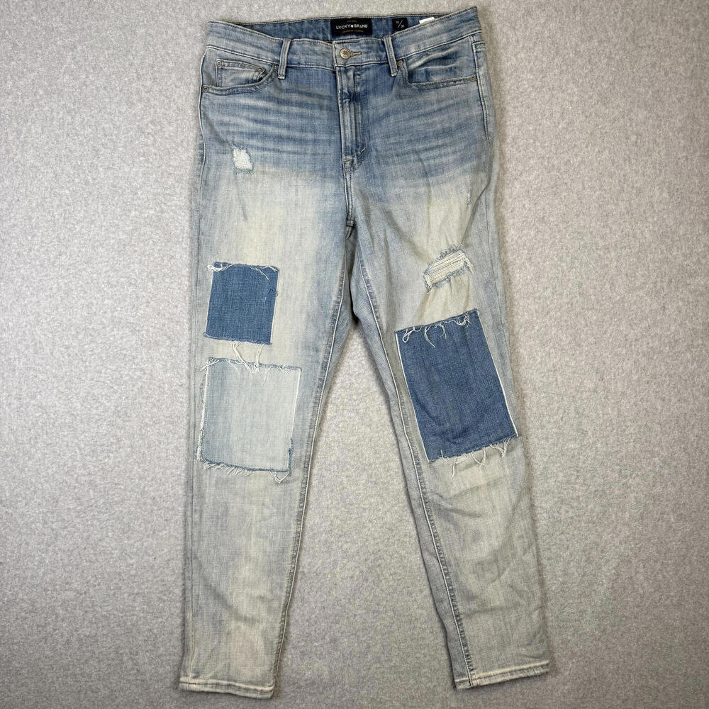 Lucky Brand Women's Size 10/30 Bridgette Skinny Light Wash Patchwork Jeans